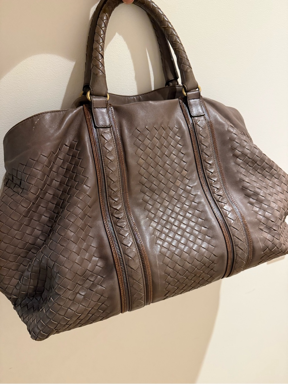 Bottega Veneta Brown Woven Leather Satchel - Picture 2 of 4